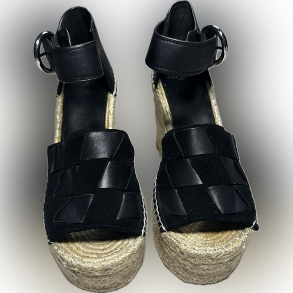 Marc Fisher Adalla Woven Leather Espadrille Platform Wedge Sandals 9M